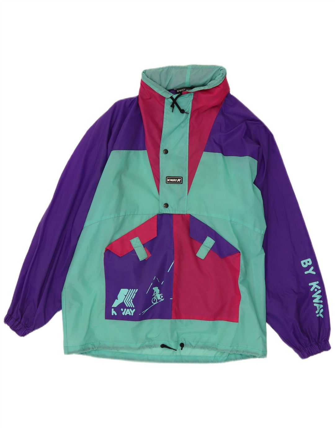 K-Way Mens Graphic Rain Jacket UK 38 Medium Multicoloured Colourblock