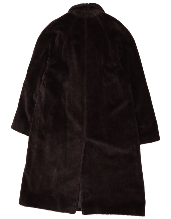 Belvest Womens Faux Fur Overcoat IT 56 3XL Brown Alpaca Wool