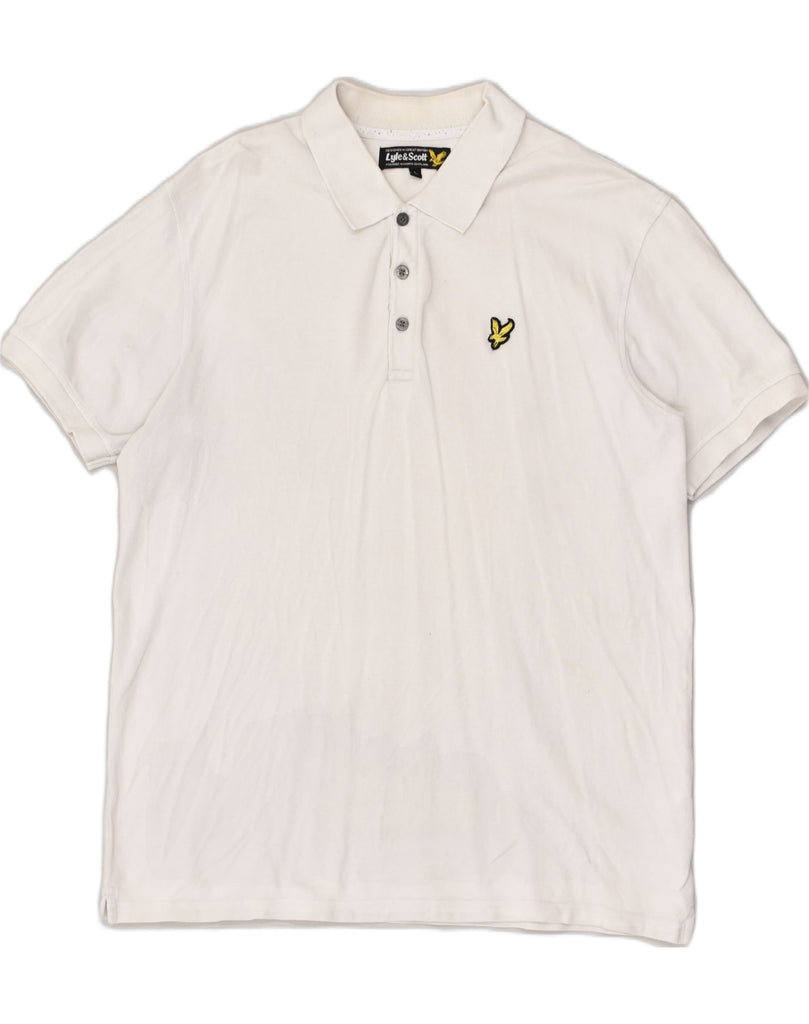 LYLE & SCOTT Mens Polo Shirt Large White Cotton | Vintage Lyle & Scott | Thrift | Second-Hand Lyle & Scott | Used Clothing | Messina Hembry 