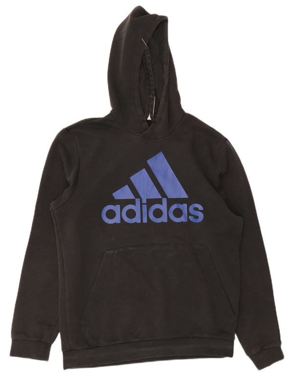 Adidas Mens Graphic Hoodie Jumper UJ 42/44 Large Black Cotton