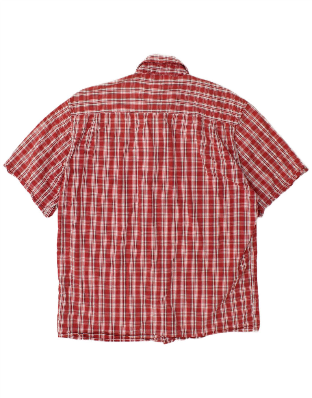 WRANGLER Mens Short Sleeve Shirt Large Red Check Cotton
