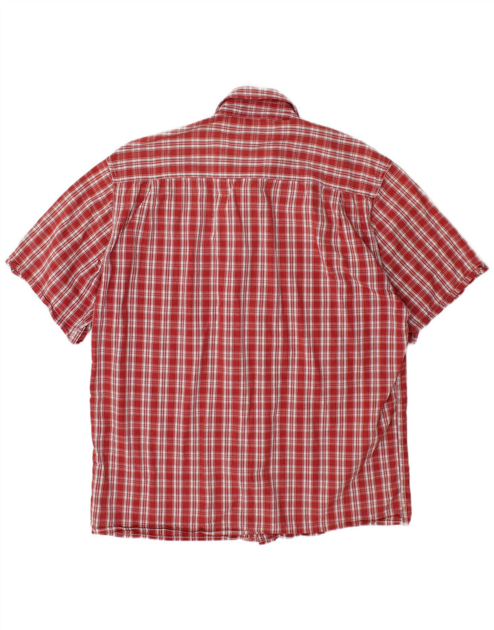 WRANGLER Mens Short Sleeve Shirt Large Red Check Cotton