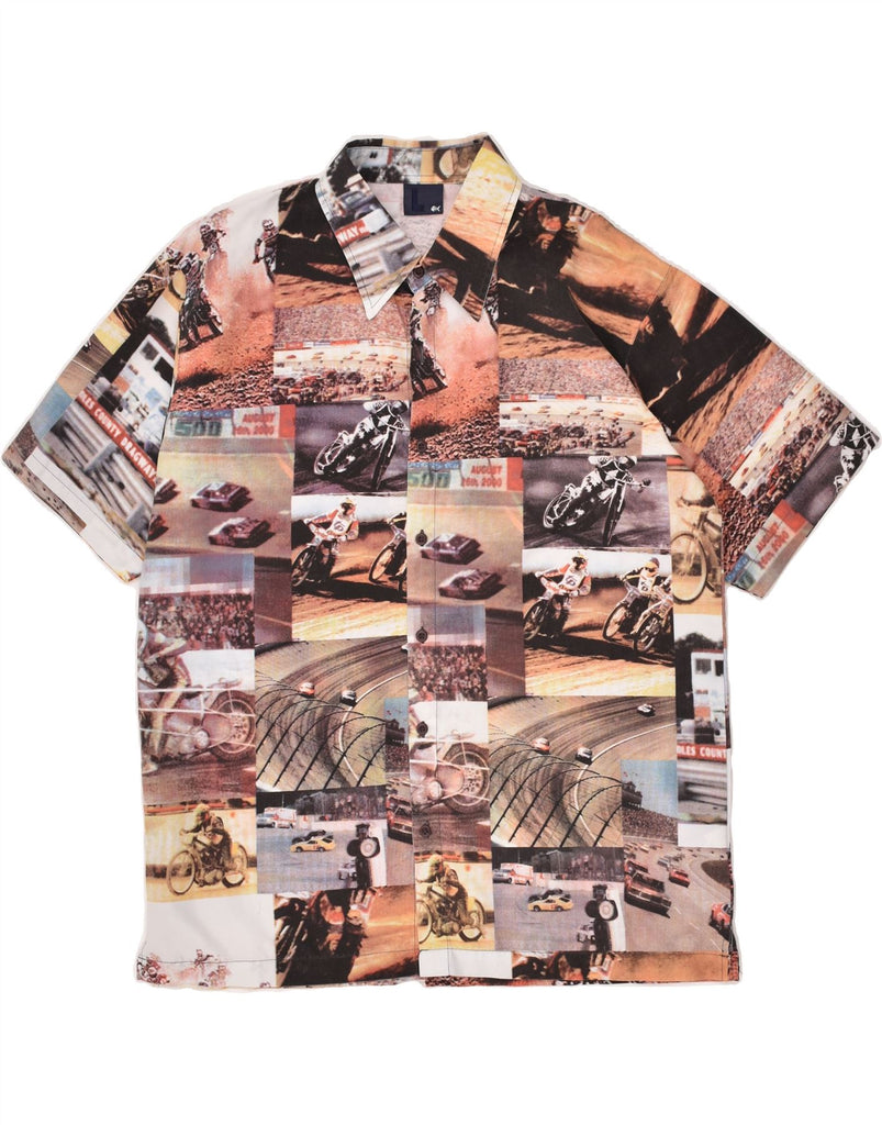 FISHBONE Mens Short Sleeve Shirt Large Multicoloured Patchwork Polyester | Vintage Fishbone | Thrift | Second-Hand Fishbone | Used Clothing | Messina Hembry 