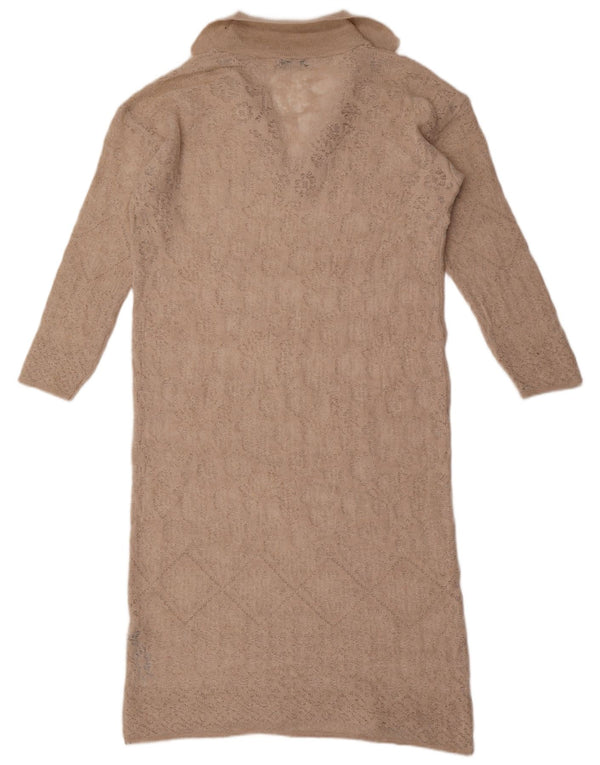 Zara Womens Long Sleeve Oversized Jumper Dress UK 10 Small Beige Acrylic