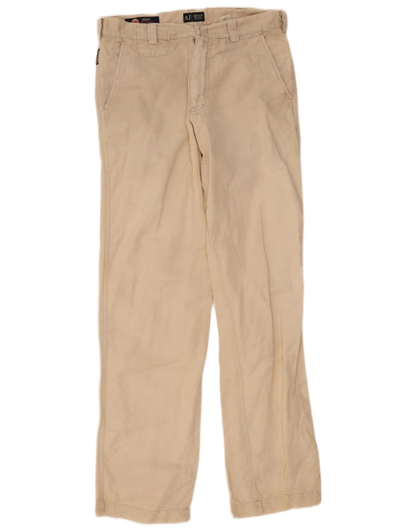 Armani Jeans Mens Straight Chino Trousers IT 48 Medium W34 L34 Beige Cotton