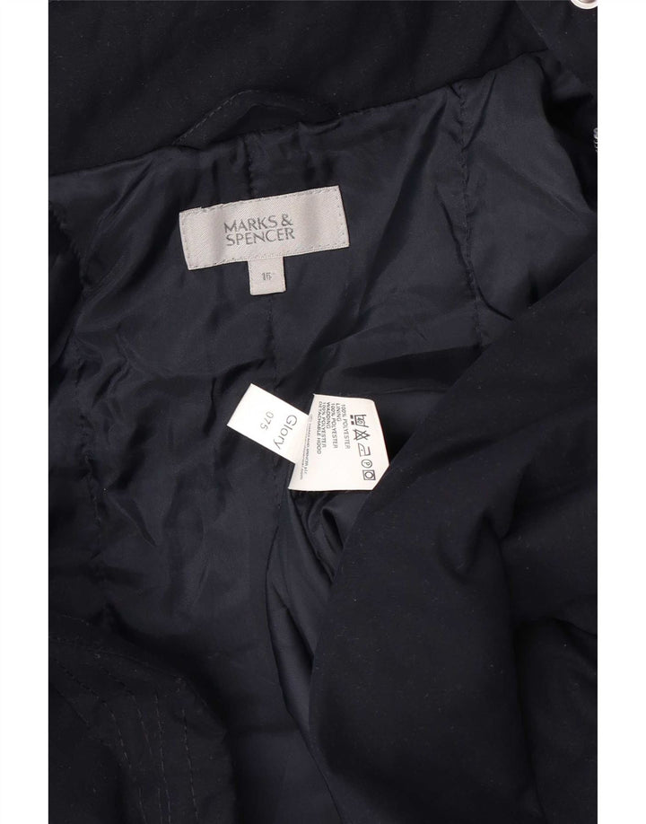 Marks & Spencer Womens Hooded Windbreaker Jacket UK 16 Large Navy Blue