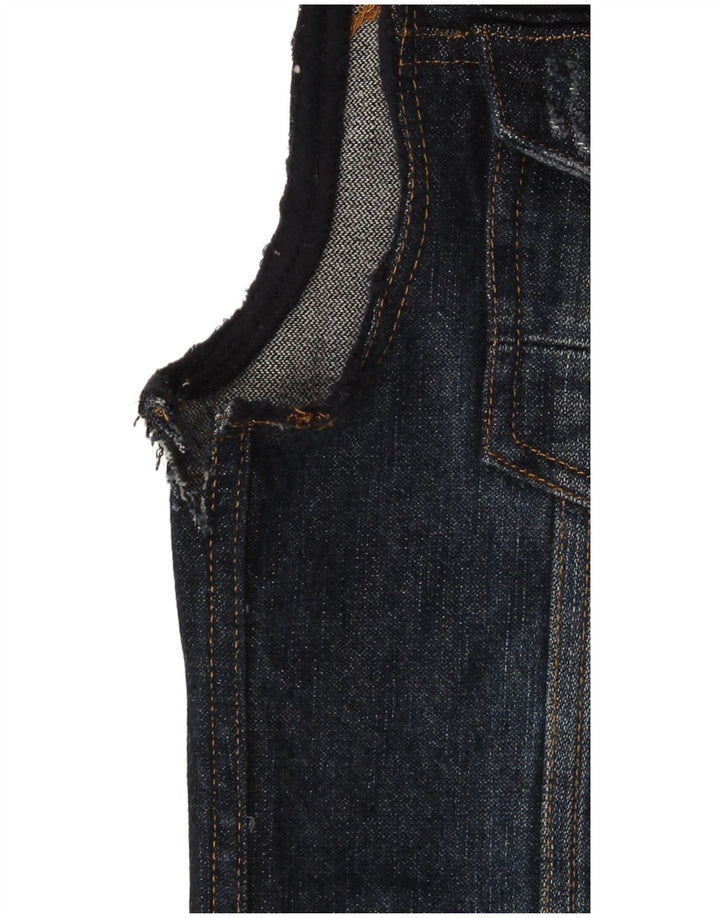 Zara Mens Denim Gilet UK 36 Small Navy Blue Cotton