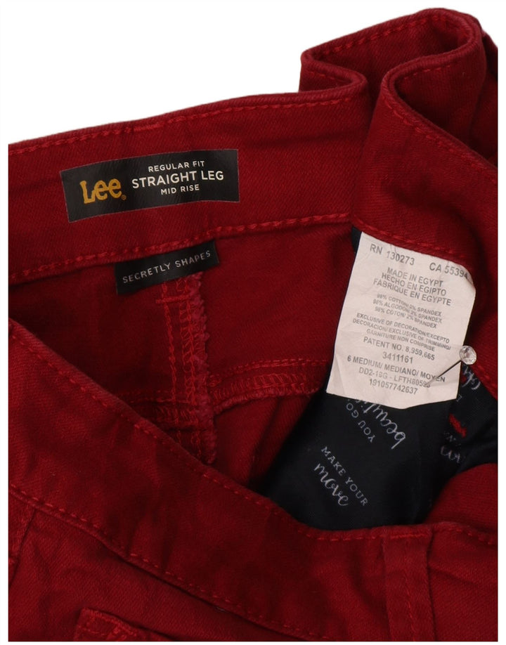 LEE Womens Mid Rise Regular Fit Straight Jeans US 6 Medium W30 L28 Red
