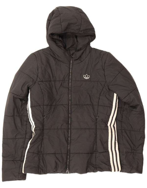 Adidas Womens Hooded Padded Jacket UK 14 Medium Black