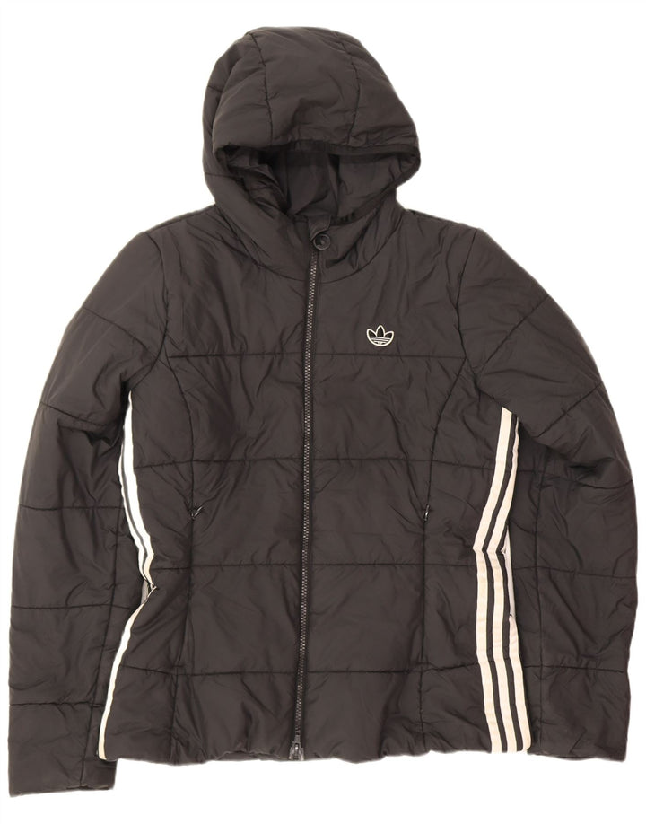 Adidas Womens Hooded Padded Jacket UK 14 Medium Black