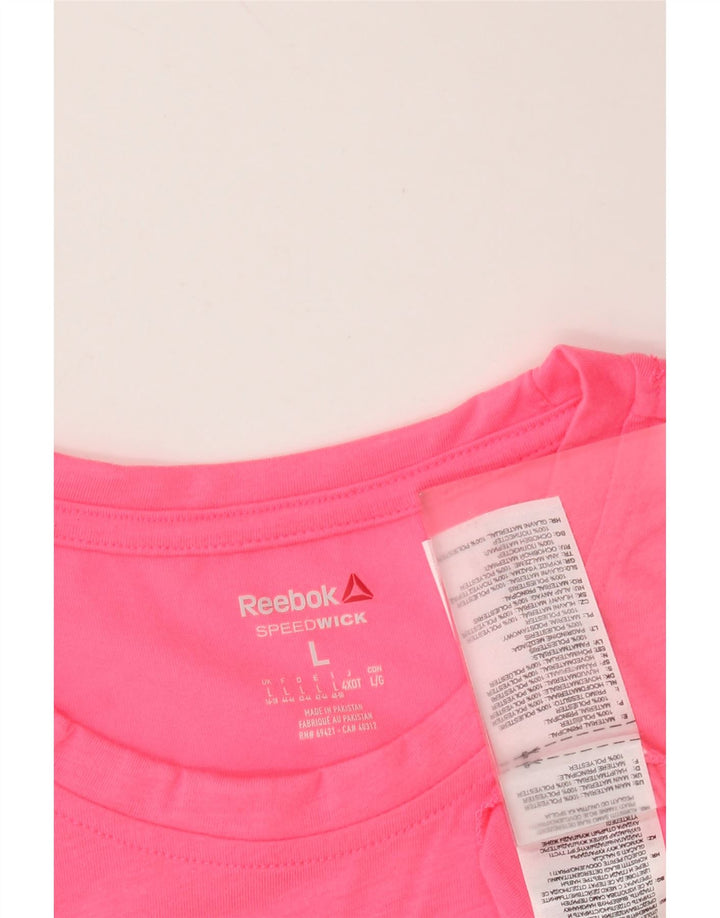 REEBOK Womens Graphic T-Shirt Top UK 16/18 Large Pink Polyester