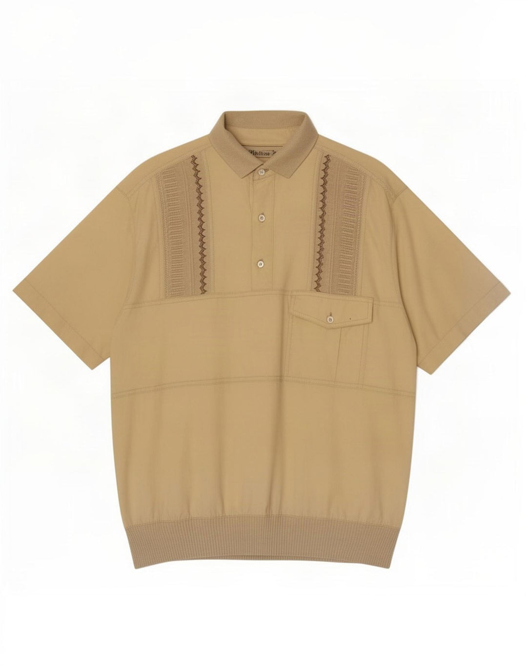 Malagrida Mens Short Sleeve Pullover Shirt Medium Yellow Cotton