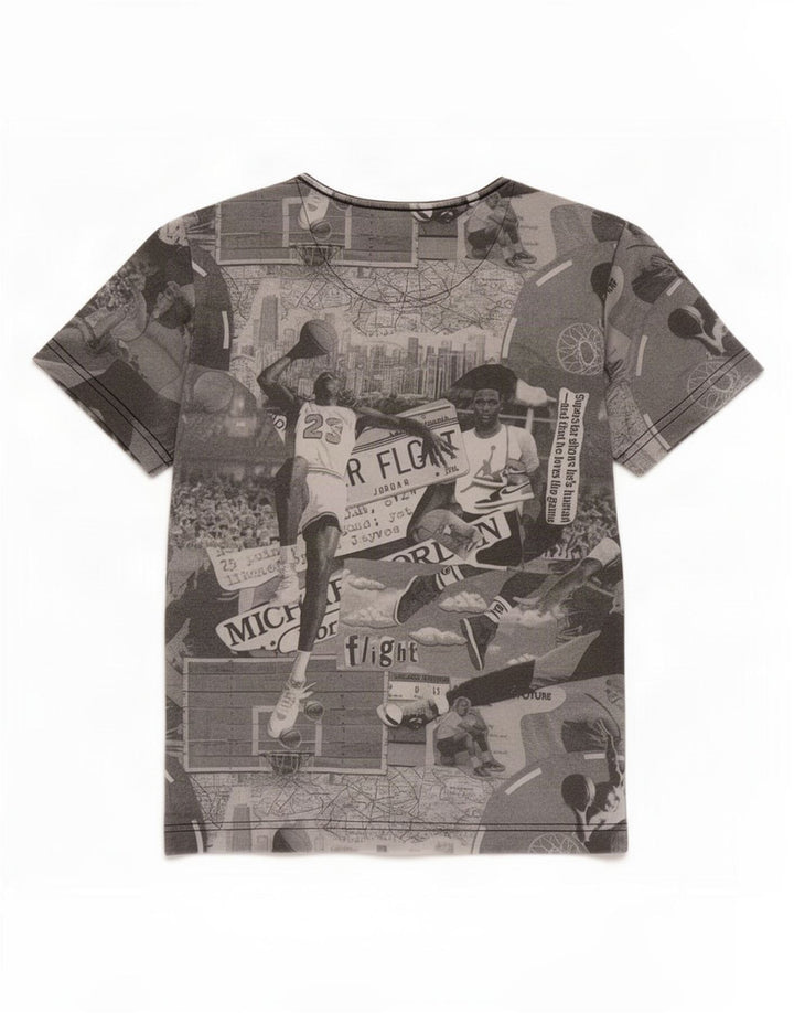 Jordan Boys Graphic T-Shirt Top 10-11 Years Medium Grey Patchwork Cotton