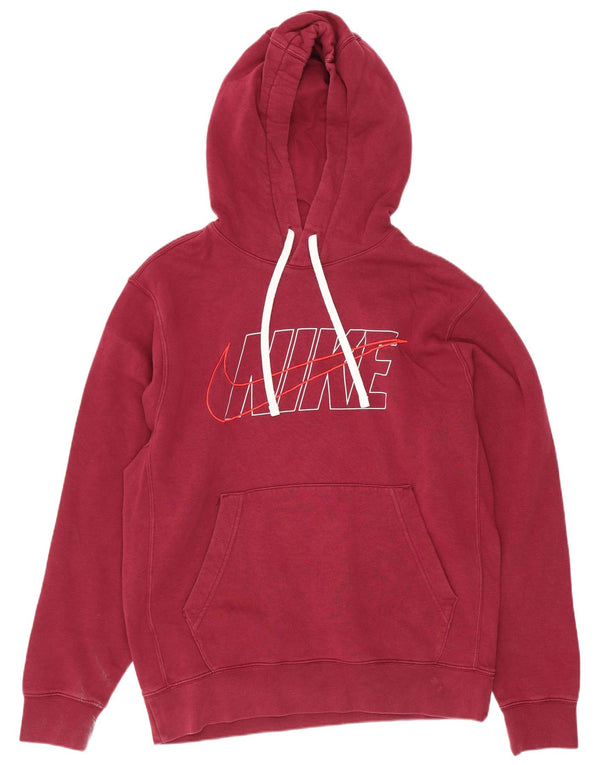Nike Mens Graphic Regular Fit Hoodie Jumper Small Burgundy Cotton Sports
