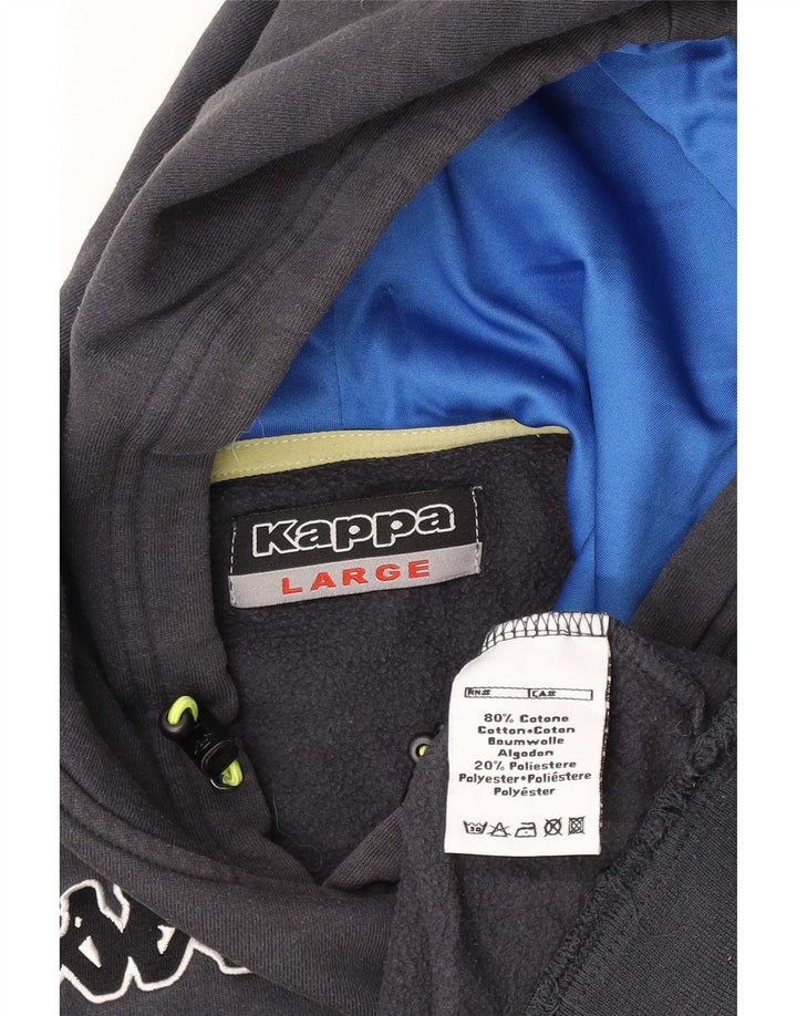 Kappa Mens Hoodie Jumper Large Navy Blue Cotton