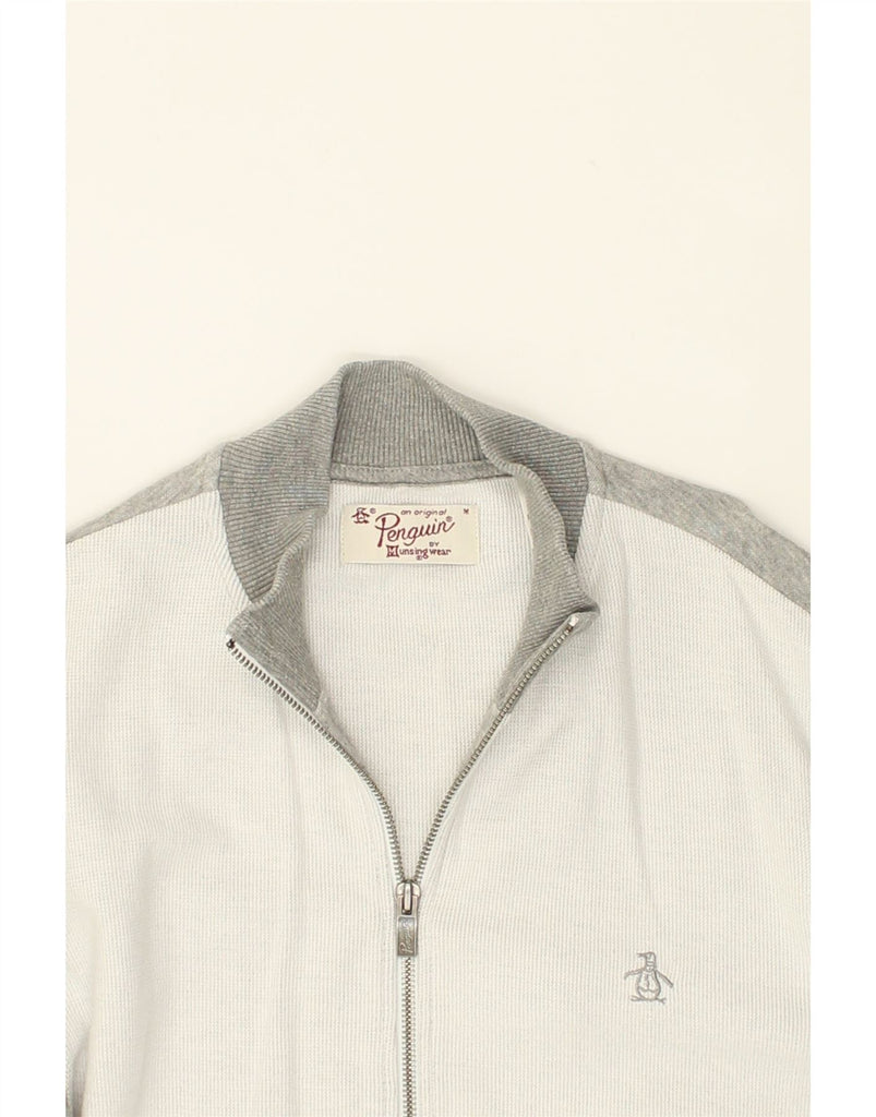 PENGUIN Mens Tracksuit Top Jacket Medium Grey Colourblock Cotton | Vintage Penguin | Thrift | Second-Hand Penguin | Used Clothing | Messina Hembry 