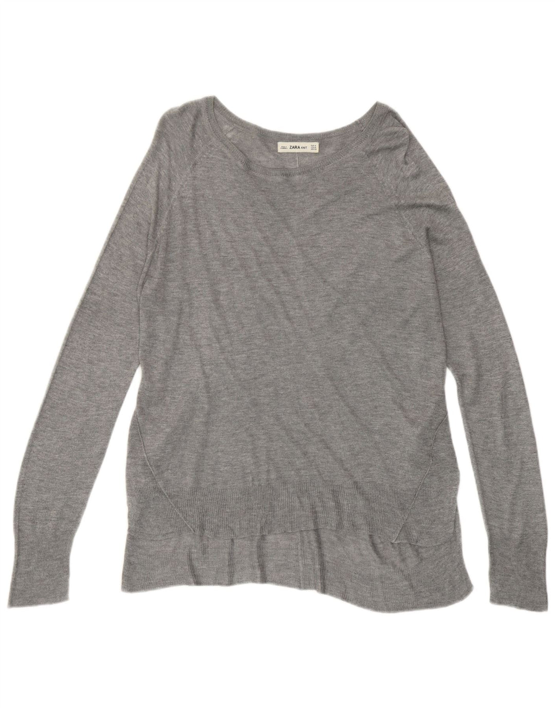 Zara Womens Boat Neck Jumper Sweater UK 14 Medium Grey Viscose