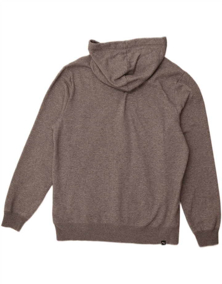 PUMA Mens Graphic Hoodie Jumper Large Grey Cotton