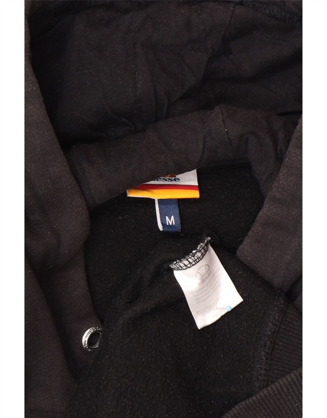 ELLESSE Mens Graphic Hoodie Jumper Medium Black Cotton