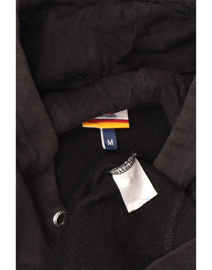 ELLESSE Mens Graphic Hoodie Jumper Medium Black Cotton