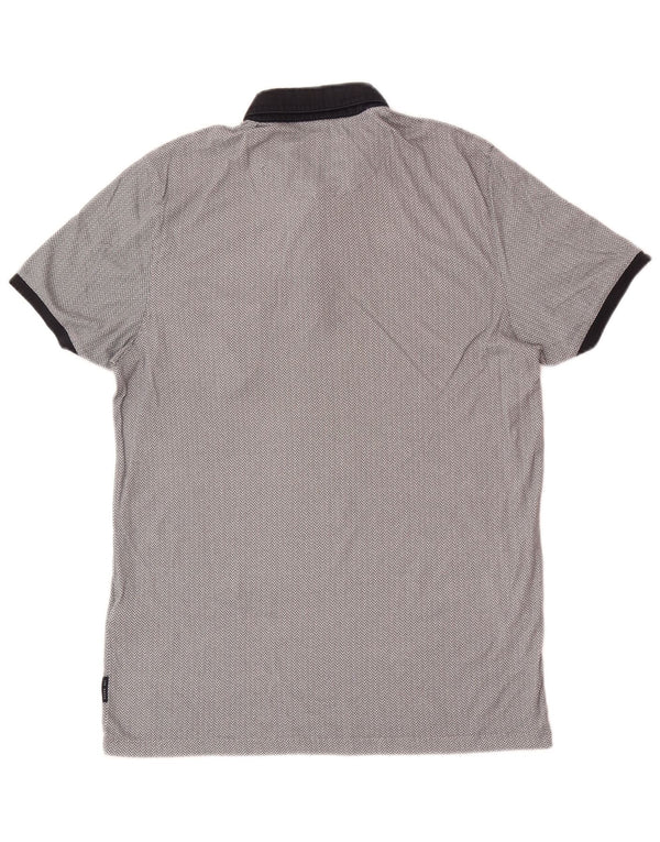 Ted Baker Mens Regular Fit Polo Shirt Size 3 Medium Grey Geometric Cotton