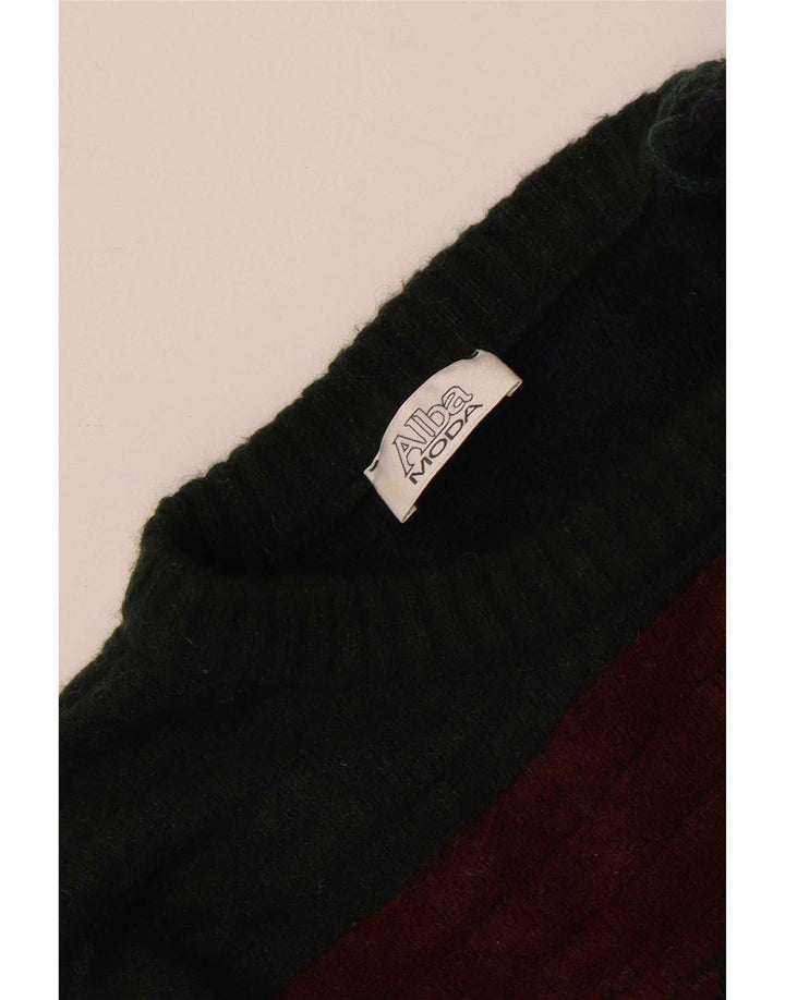 Alba Moda Mens Crew Neck Jumper Sweater Large Khaki Geometric