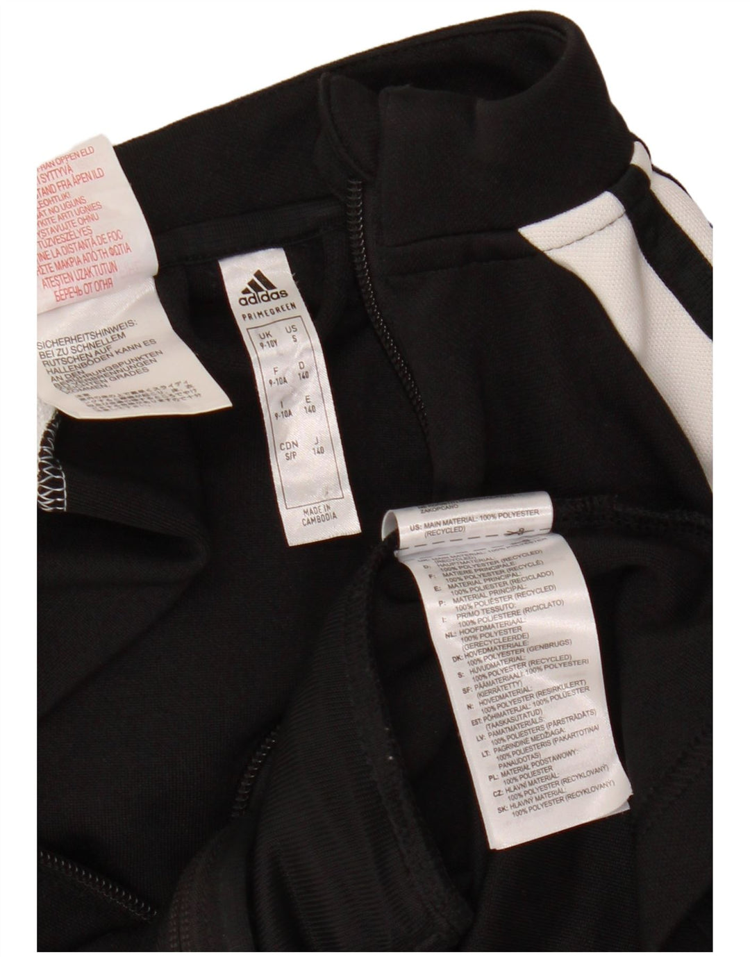 ADIDAS Boys Primegreen Graphic Tracksuit Top Jacket 9-10 Years Black