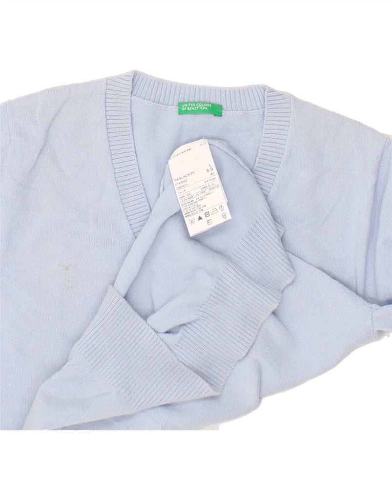 BENETTON Boys Cardigan Sweater 8-9 Years Large Blue Cotton | Vintage Benetton | Thrift | Second-Hand Benetton | Used Clothing | Messina Hembry 