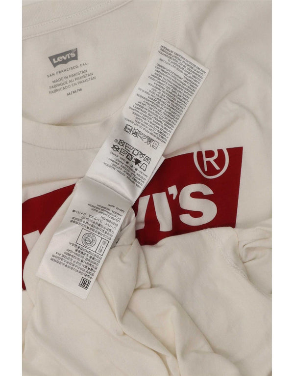 Levi's Womens Graphic T-Shirt Top UK 12 Medium White Cotton