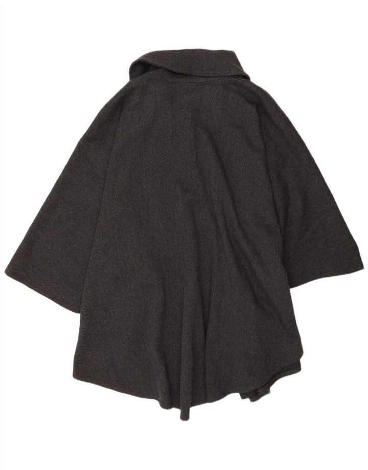 Francesca Womens Cape Coat UK 14 Medium Grey Pinstripe Wool
