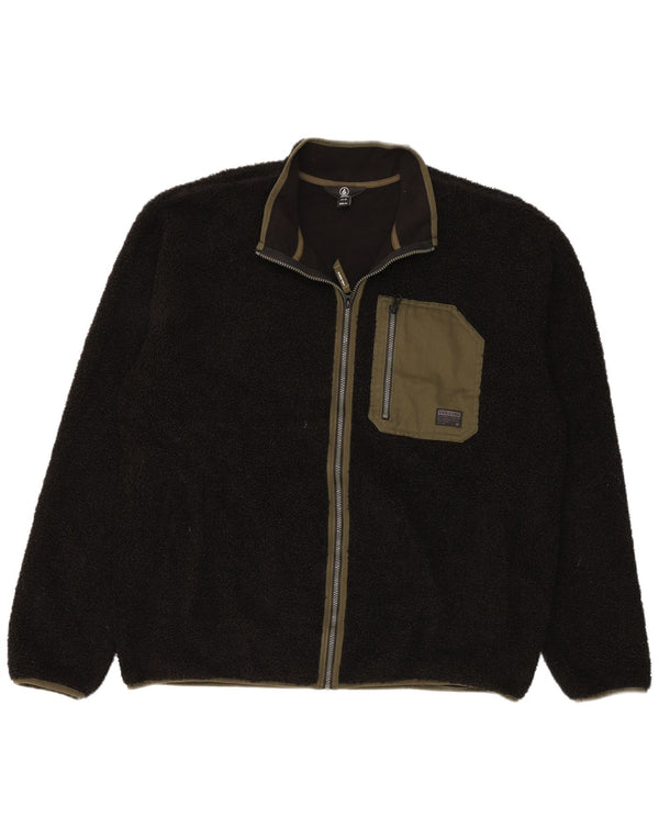 Volcom Mens Fleece Jacket UK 44 2XL Black Polyester