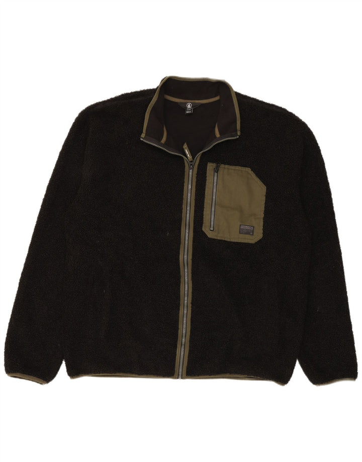 Volcom Mens Fleece Jacket UK 44 2XL Black Polyester