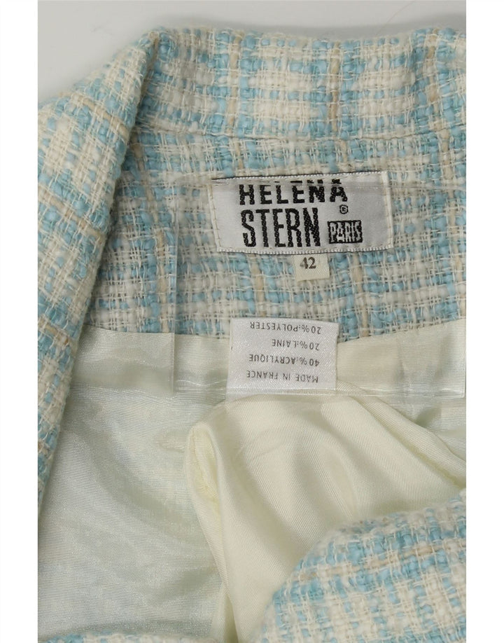 VINTAGE Womens 4 Button Blazer Jacket IT 42 Medium Turquoise Check Acrylic Vintage Vintage and Second-Hand Vintage from Messina Hembry 