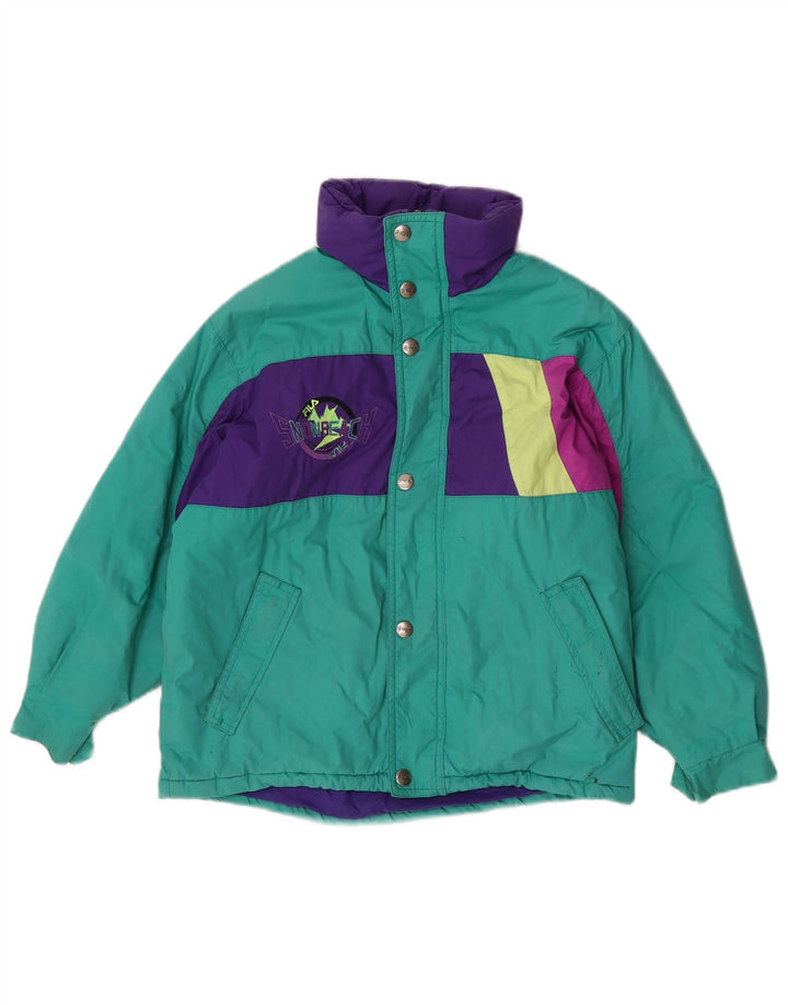 Fila Boys Graphic Hooded Padded Jacket 9-10 Years Green Colourblock
