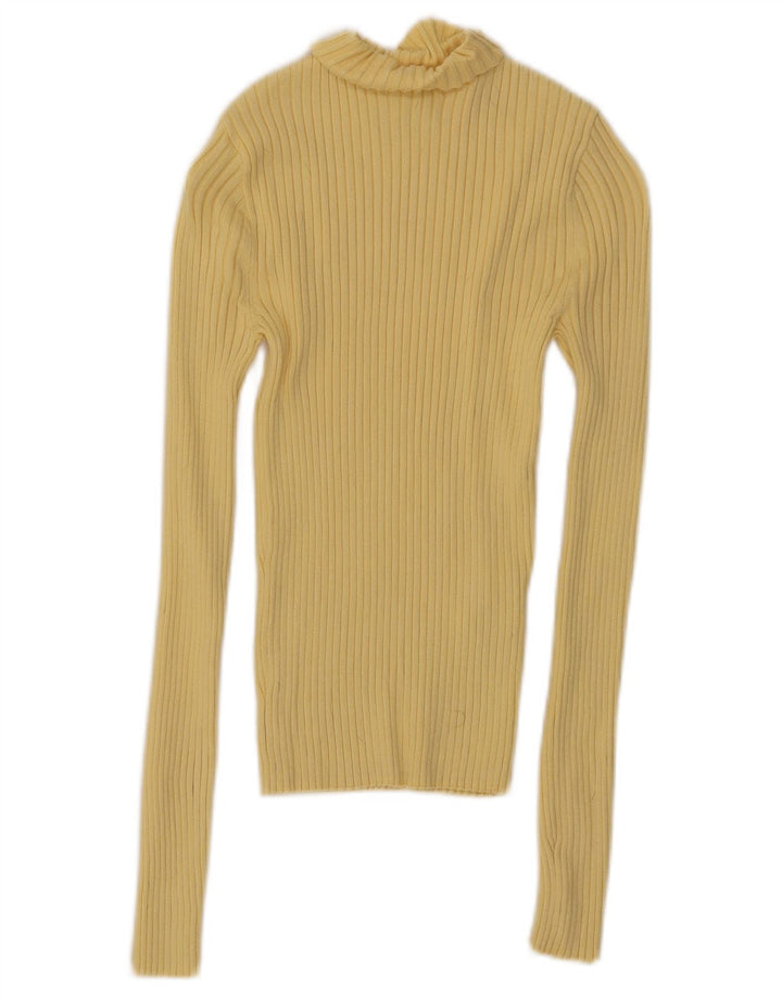 Zara Womens Crop Top Long Sleeve UK 8 Small Yellow Viscose