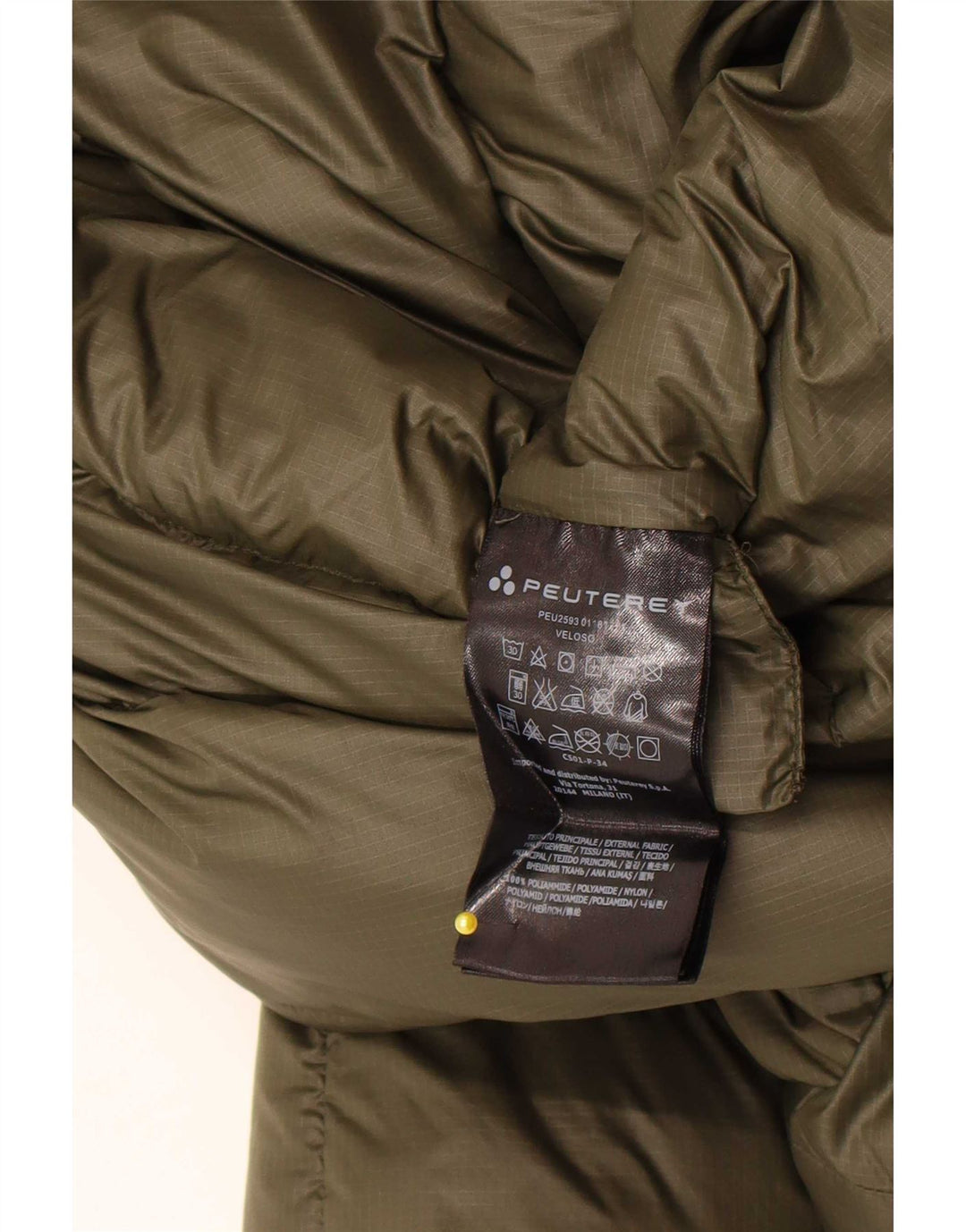 PEUTEREY Womens Hooded Padded Jacket UK 16 Large Khaki Polyamide