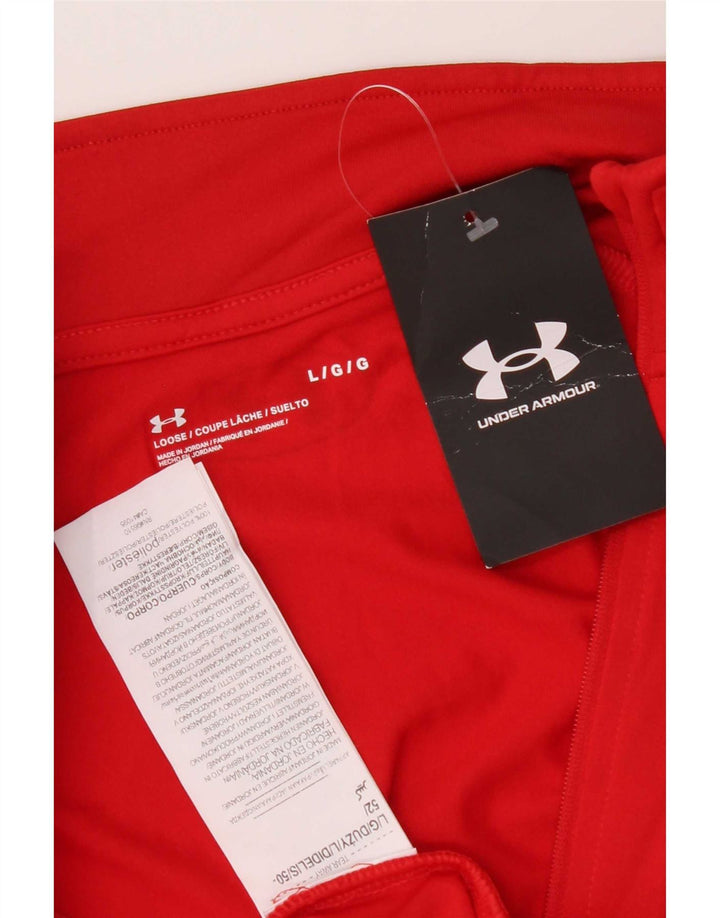Under Armour Mens Loose Fit Zip Neck Pullover Tracksuit Top Large Red