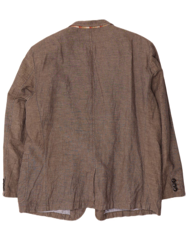 Camel Active Mens 2 Button Blazer Jacket UK 44 2XL Brown Linen