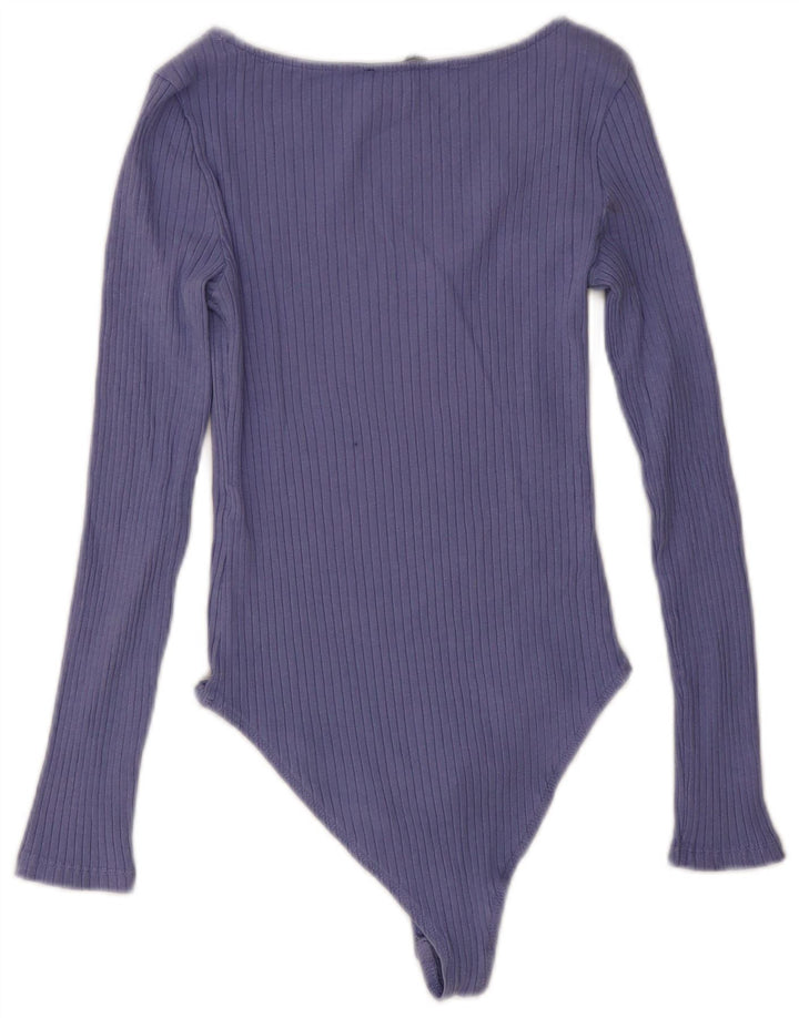 Zara Womens Long Sleeve Bodysuit UK 12 Medium Purple