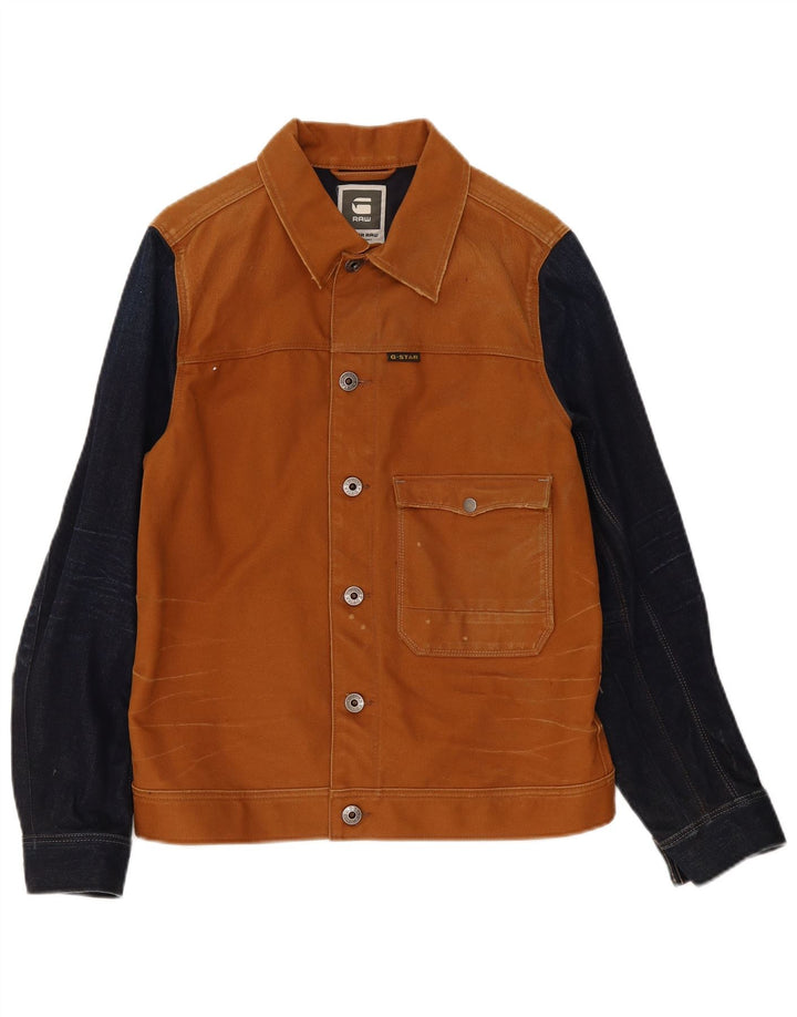 G-Star Mens Bomber Jacket UK 40 Large Brown Colourblock Cotton