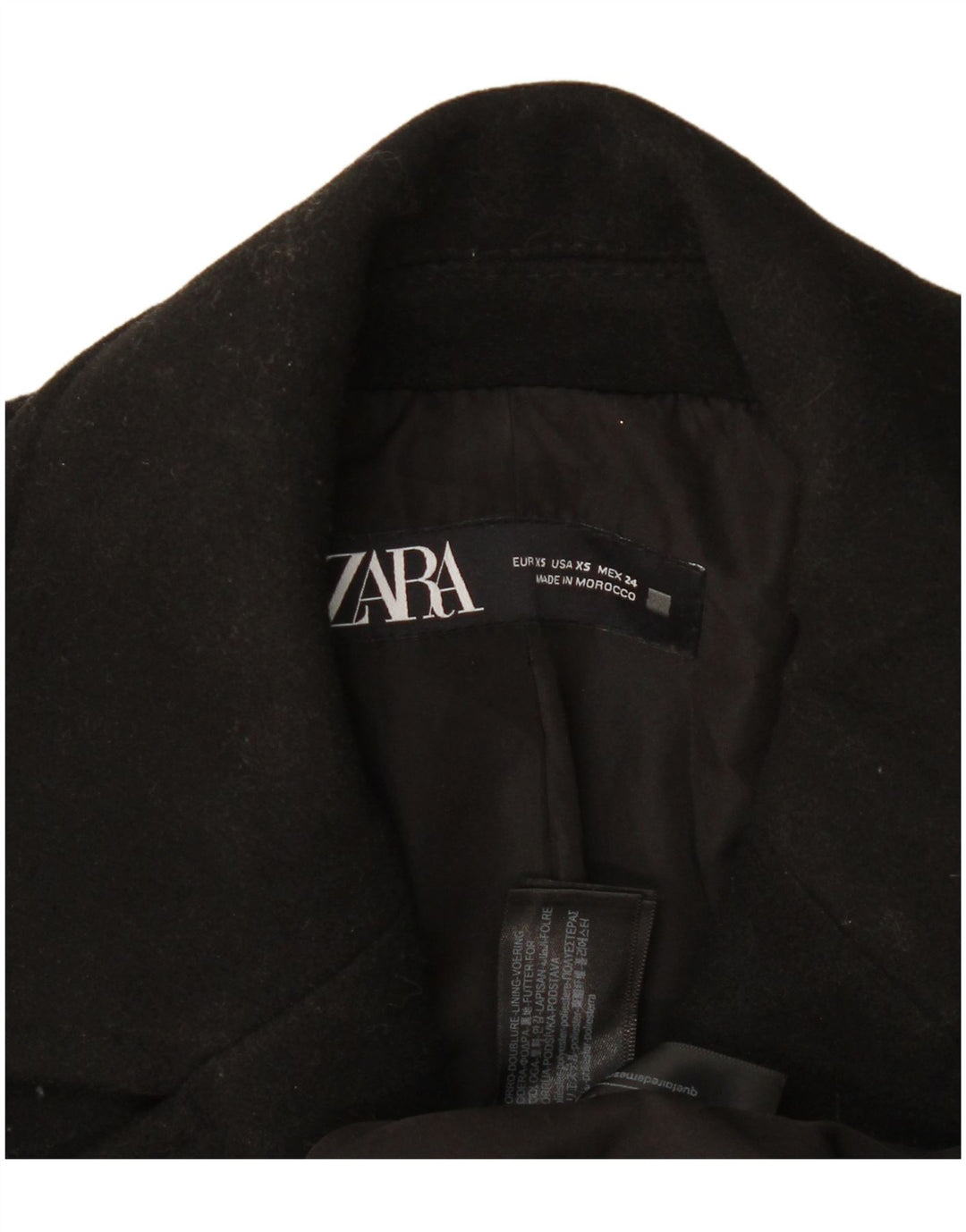 Zara Womens Oversized Double Breasted Coat UK 6 XS Black Polyester