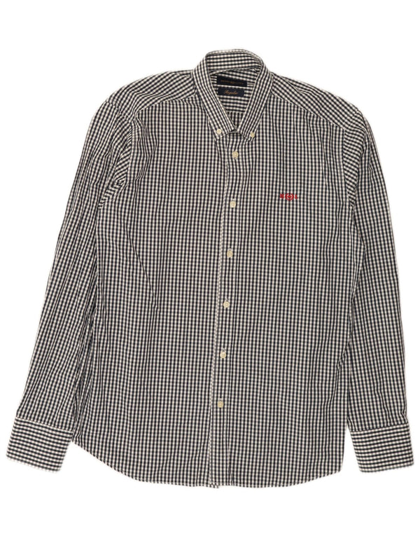 Henri Lloyd Mens Regular Fit Shirt Large Black Gingham Cotton