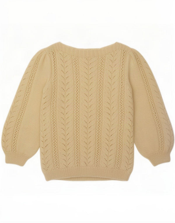Vintage Womens Boat Neck Jumper Sweater UK 16 Large Beige