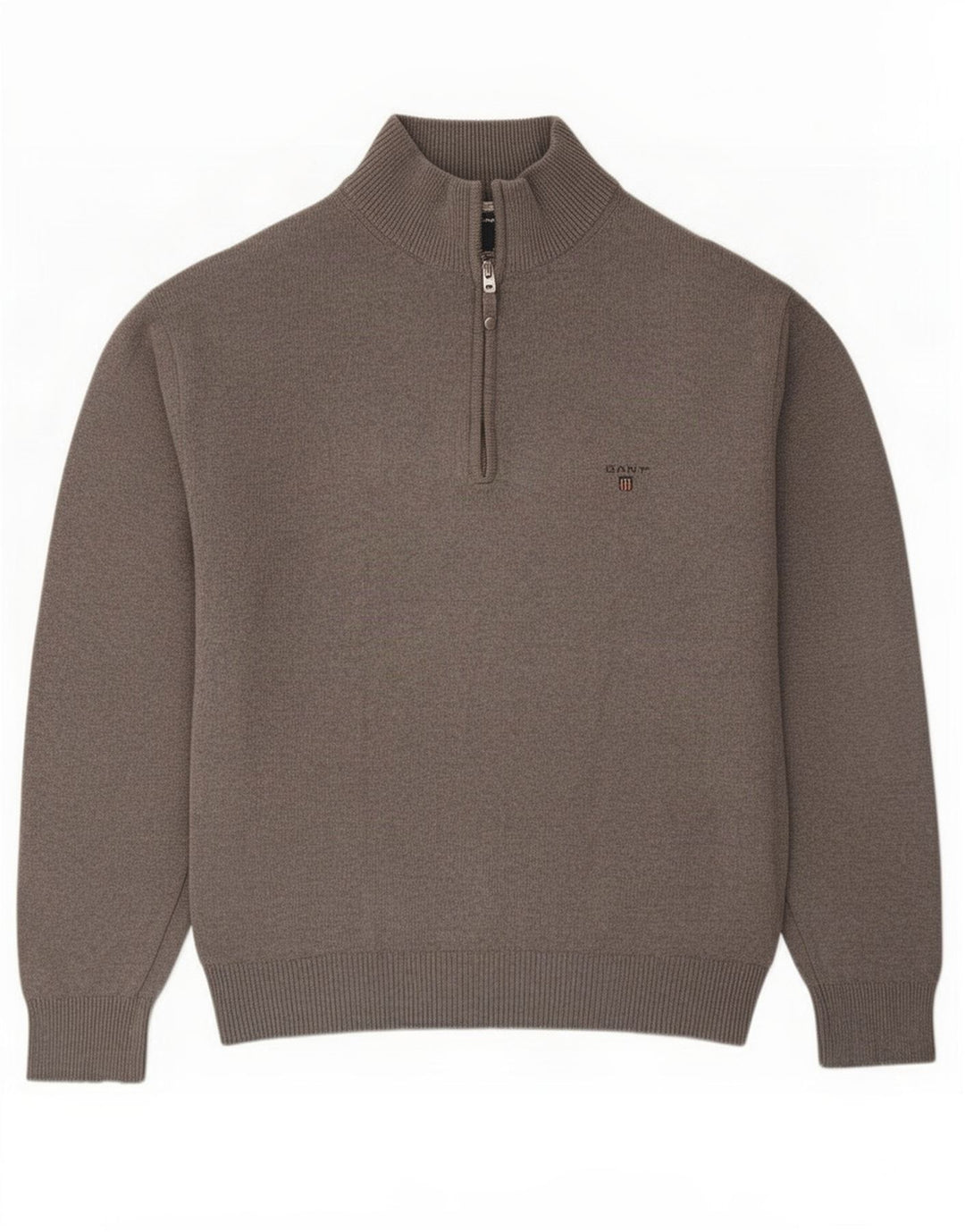 Gant Mens Zip Neck Jumper Sweater Large Grey Cotton
