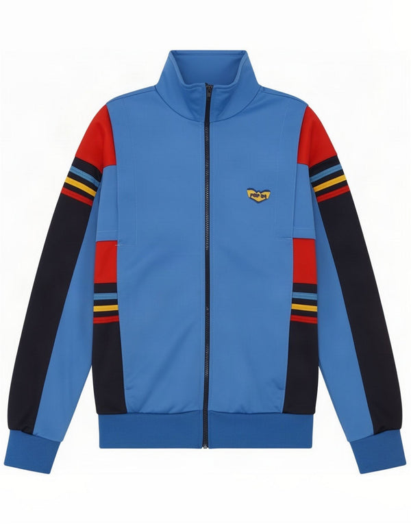 POP 84 Mens Tracksuit Top Jacket Small Blue Colourblock