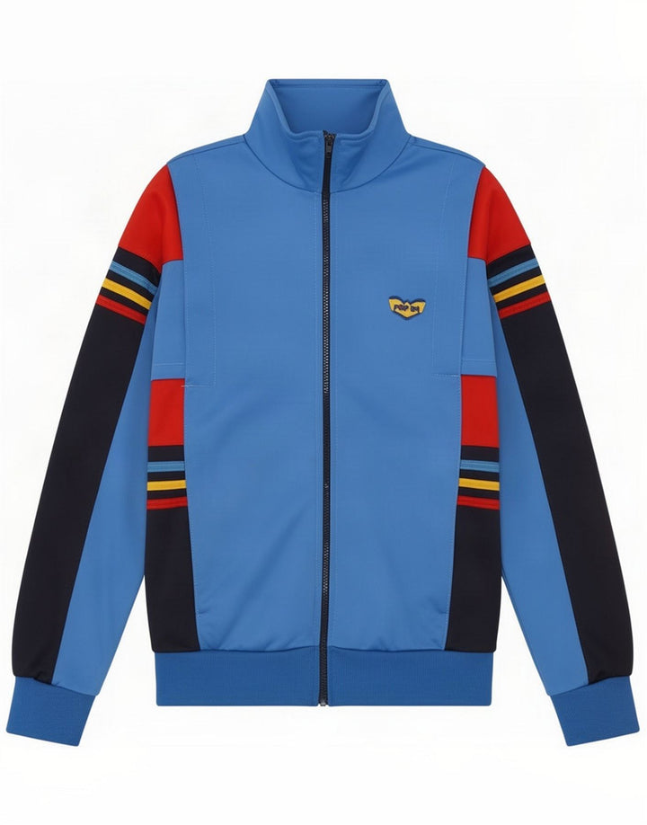 POP 84 Mens Tracksuit Top Jacket Small Blue Colourblock