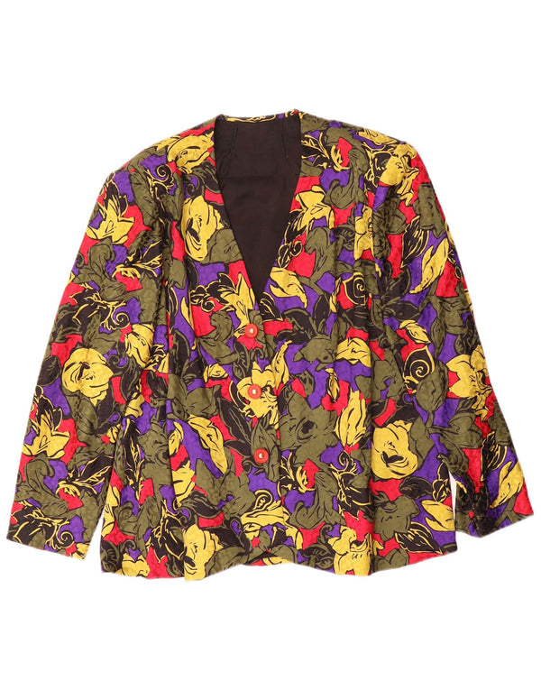 Vintage Womens Abstract Pattern Blazer Jacket UK 16 Large Multicoloured