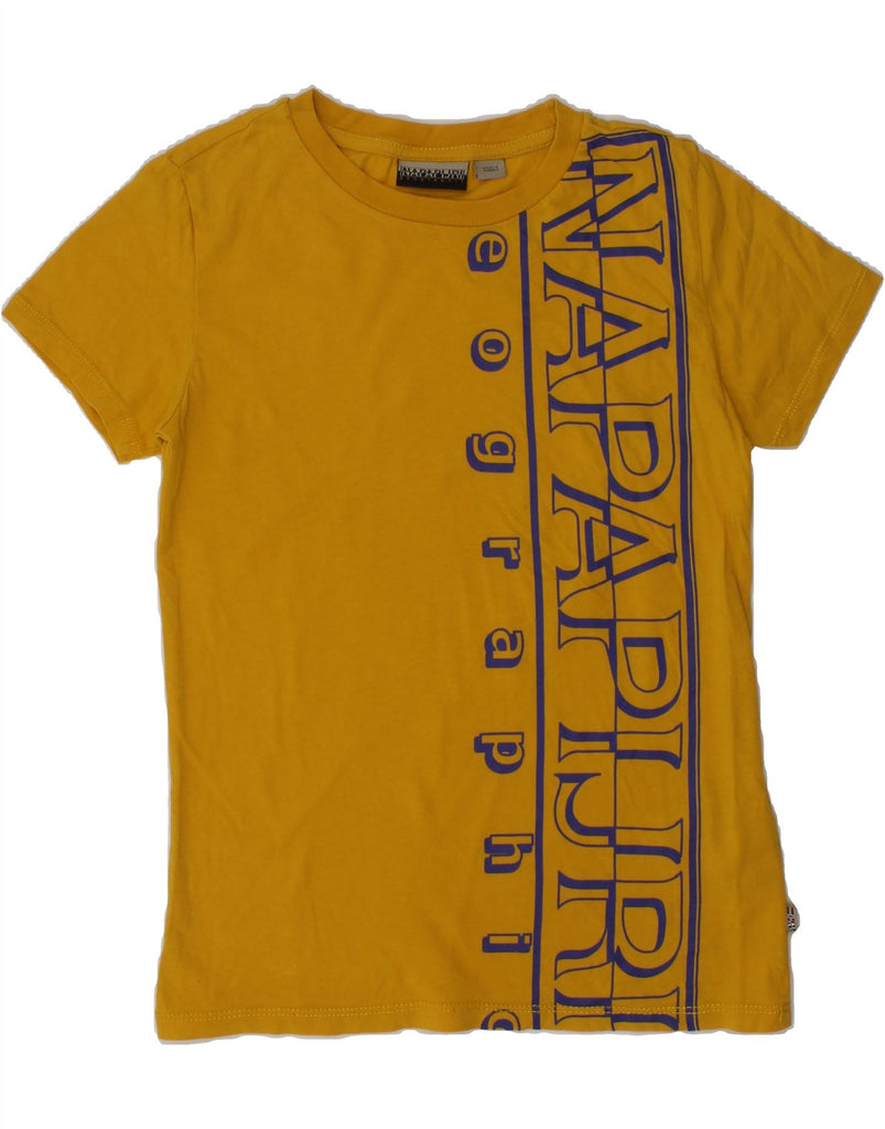 NAPAPIJRI Boys Graphic T-Shirt Top 7-8 Years Yellow Cotton | Vintage Napapijri | Thrift | Second-Hand Napapijri | Used Clothing | Messina Hembry 