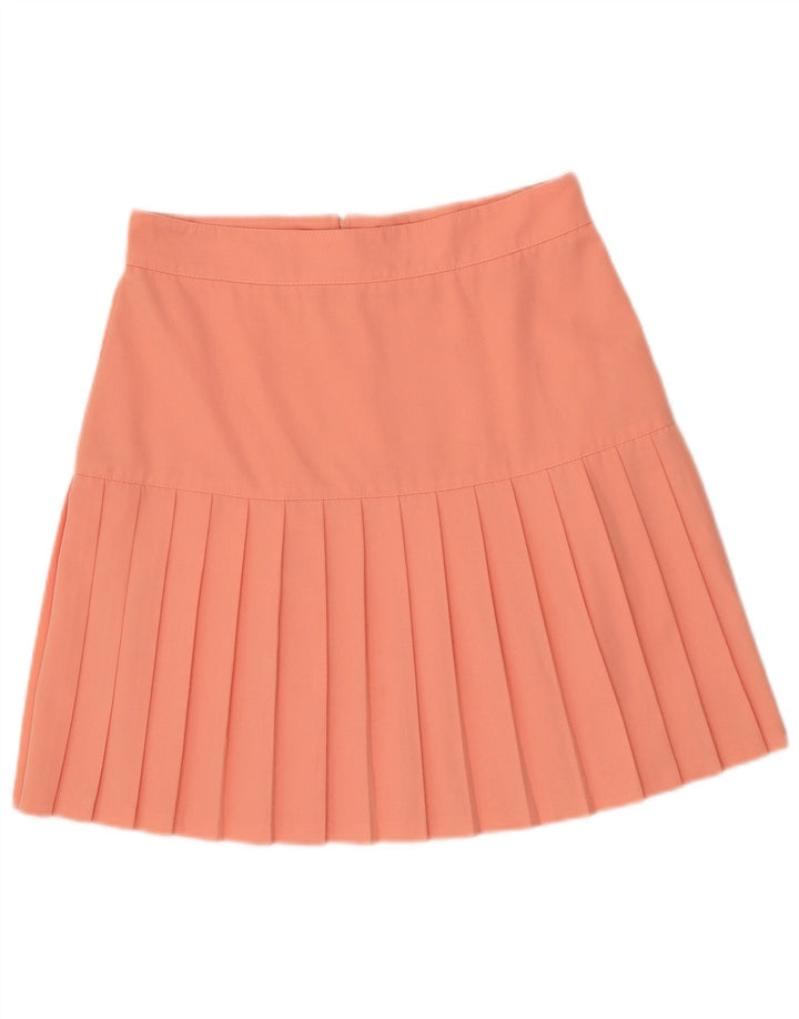 Vintage Womens Pleated Skirt EU 42 Large W30 Orange Polyester
