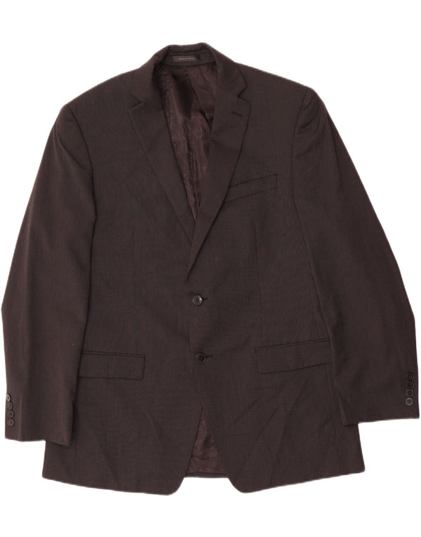 CALVIN KLEIN Mens 2 Button Blazer Jacket UK 42 XL Black Pinstripe Wool